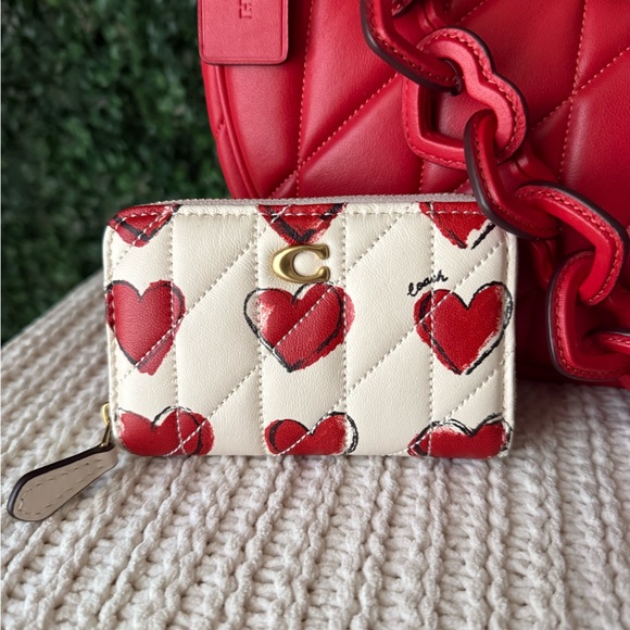 Coach Red Quilted Leather Moon Bag with Heart Strap & Crossbody & Wallet - Picture 2 of 12